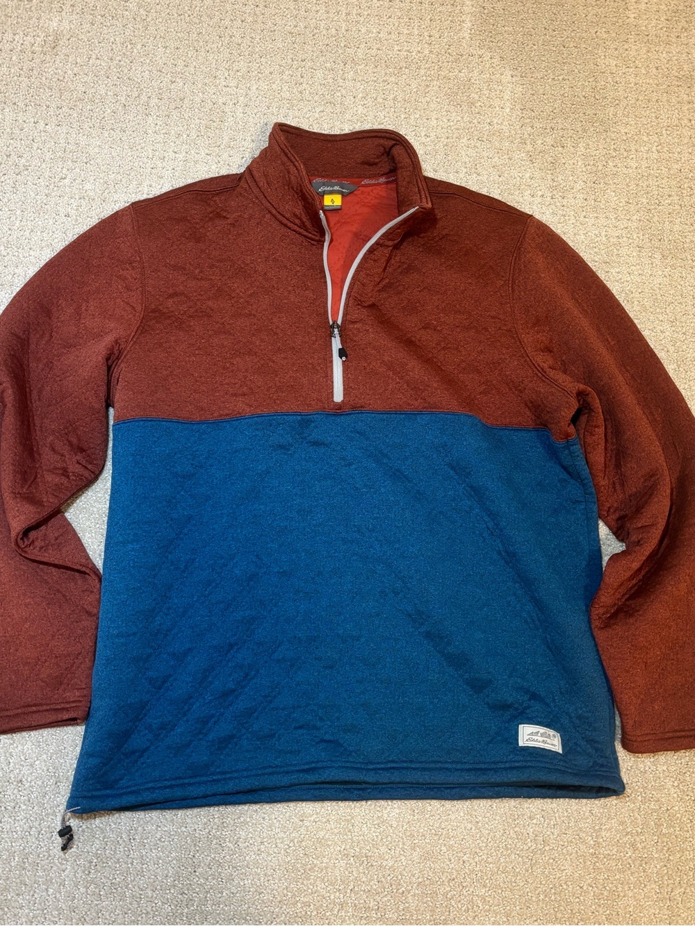 Men's Eddie Bauer Quarter-Zip Pullover - Maroon & Teal Blue